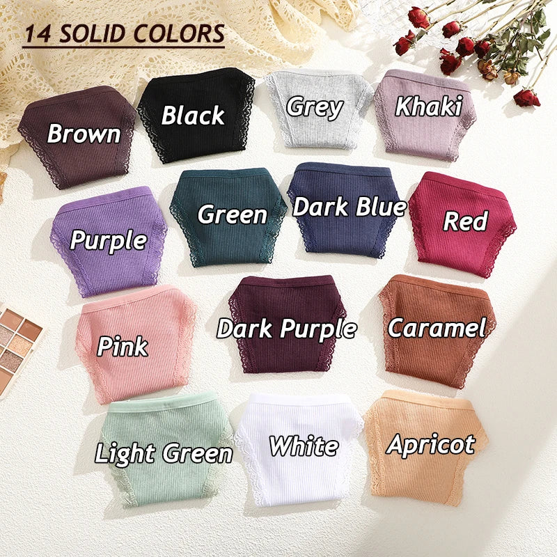 8Pcs Women’s Cotton Lace Thongs Seamless Low-Waist Breathable G-String Underwear Set