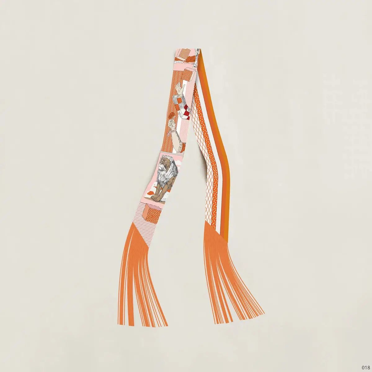 Women's Satin Silk Feel Twilly Fringe Scarf – Tassel Print Scarf Ribbon, Bag Handle Wrap & Neck Scarf