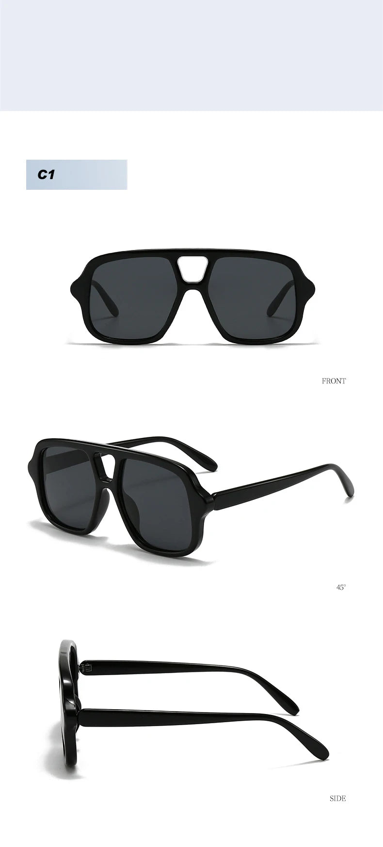 Vintage Square Double Bridge Sunglasses – Style UV400 Fashion Shades for Men & Women