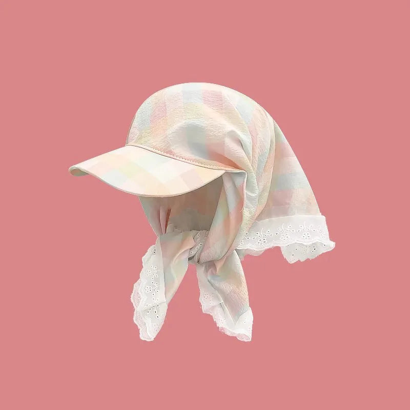 Women’s Big Brim Sun Hat Headscarf Baseball Cap Summer Sunshade Hat