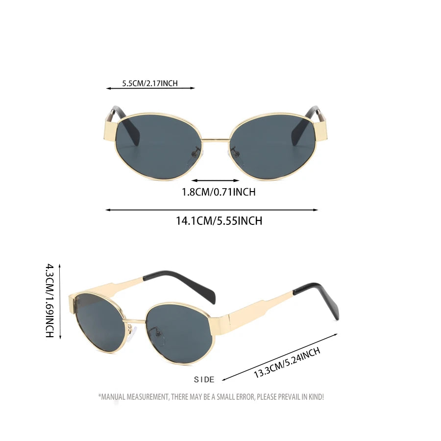 4PCS Vintage Oval Sunglasses Retro Fashion Outdoor Everyday Shades for Women & Men