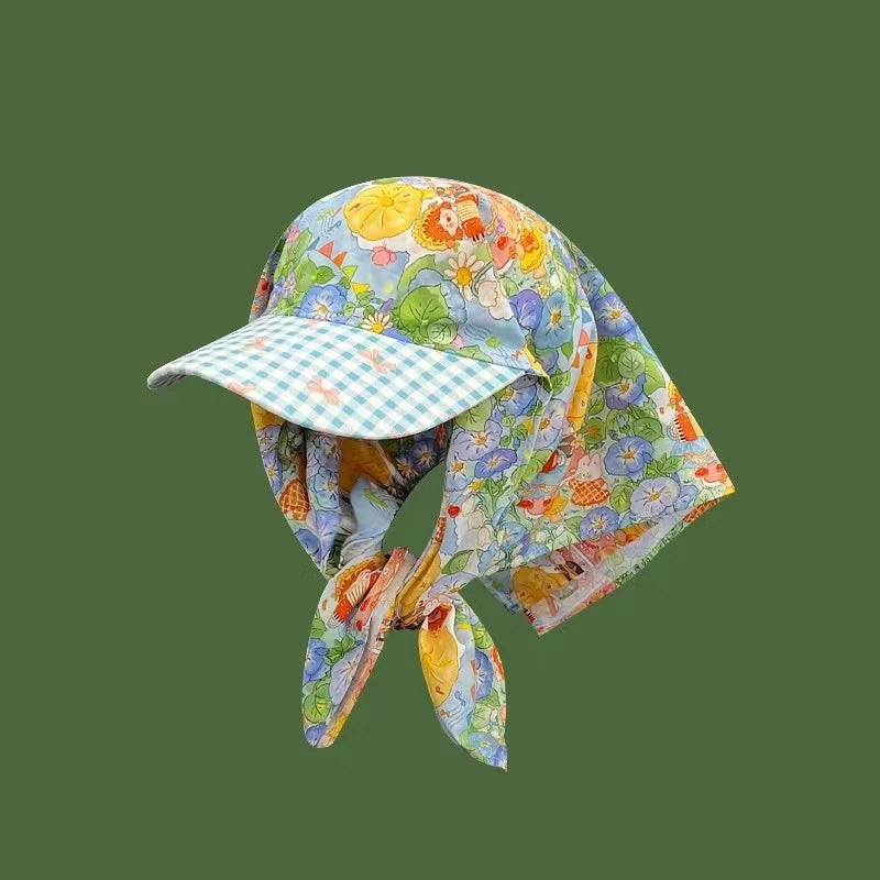 Women’s Big Brim Sun Hat Headscarf Baseball Cap Summer Sunshade Hat
