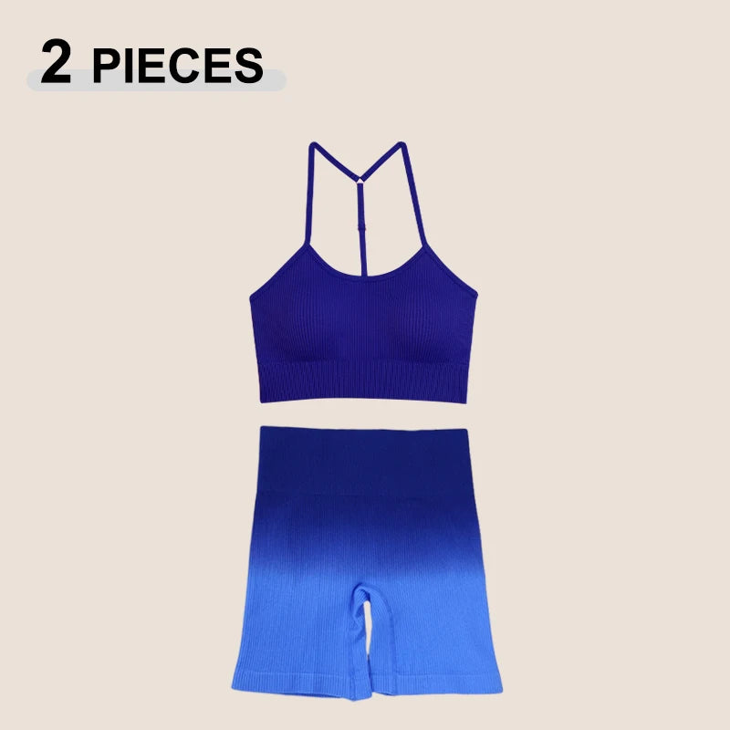 2-Piece Seamless Workout Set for Women – High Waist Gym Leggings & Sports Bra Activewear