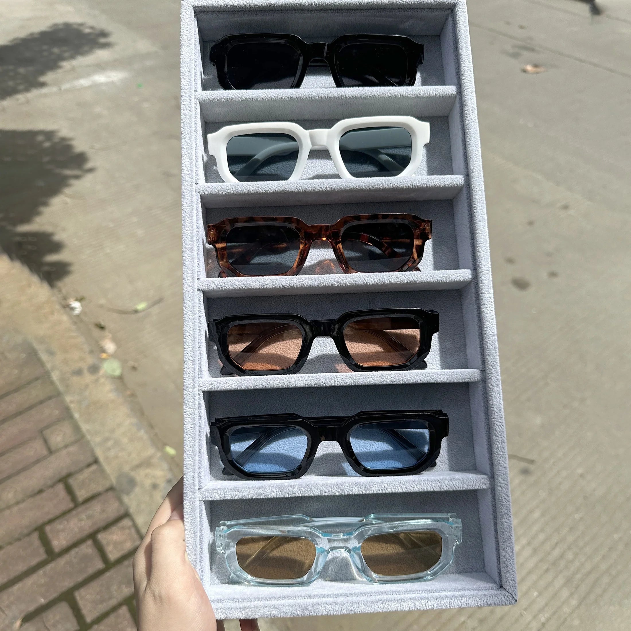 6PCS Vintage Rectangle Sunglasses Retro UV400 Fashion Eyewear Set for Women & Men
