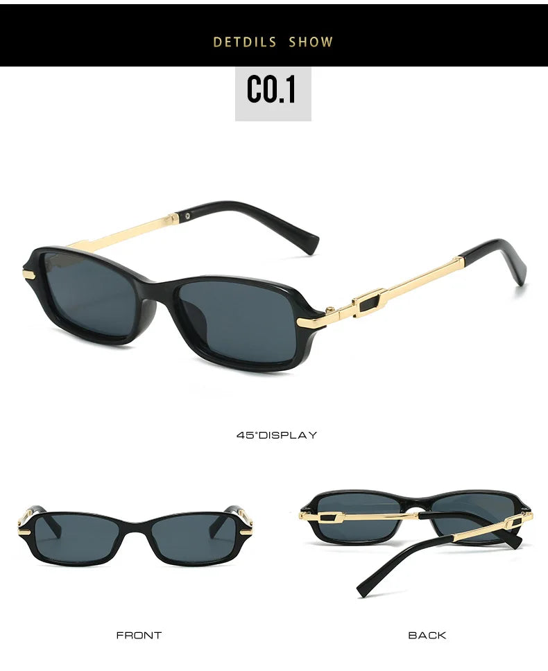 Retro Small Rectangle Women Men Sunglasses Shades UV400