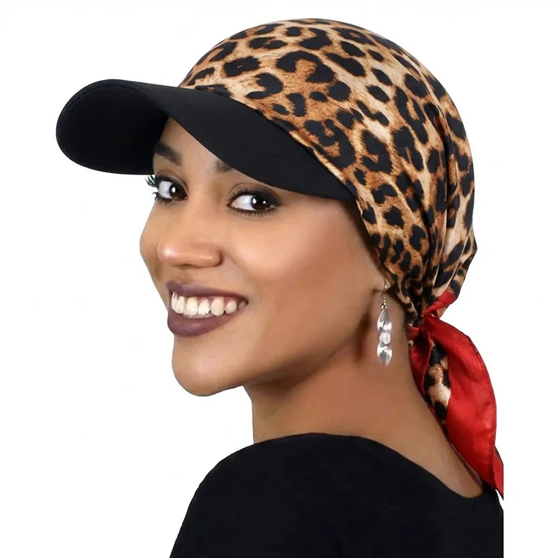 Women’s Satin Headscarf Baseball Cap Soft Breathable Summer Sun Hat with Brim