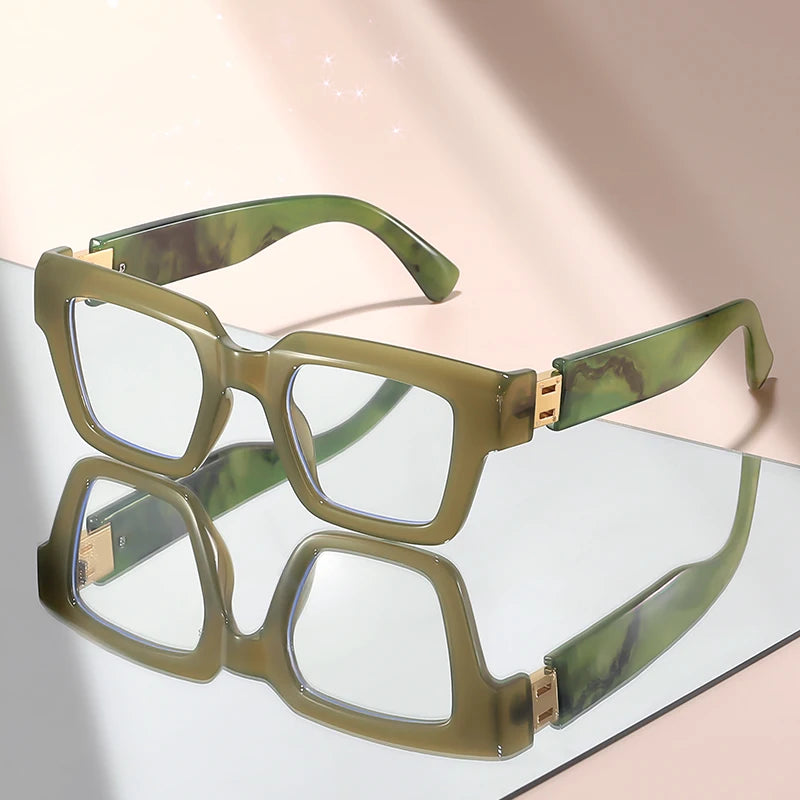 Retro Marble Blue Light Glasses – Luxury Style Unisex Computer Eyewear for Men & Women