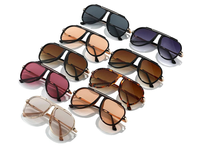 Oversized Pilot Sunglasses – Vintage Gradient UV400 Shades, Fashion Eyewear for Women & Men