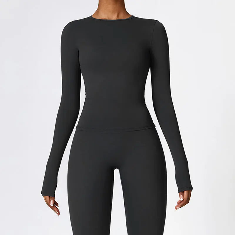 Women’s Seamless Long Sleeve Activewear Top Quick Dry Breathable Casual Workout Shirt