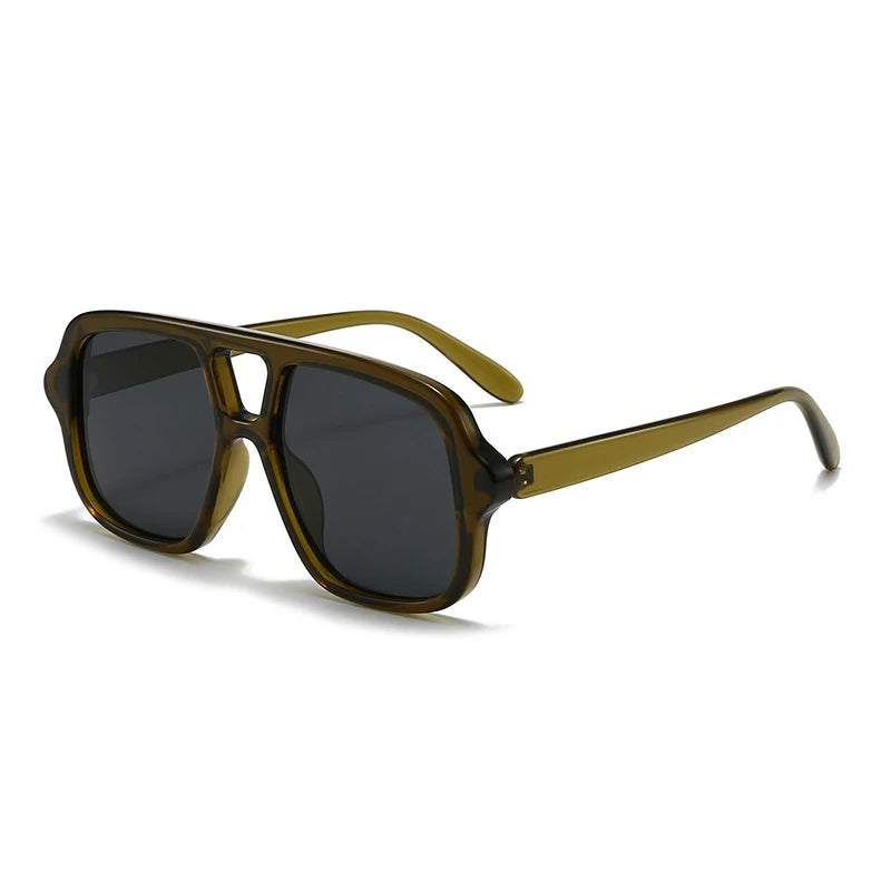 Vintage Square Double Bridge Sunglasses – Style UV400 Fashion Shades for Men & Women