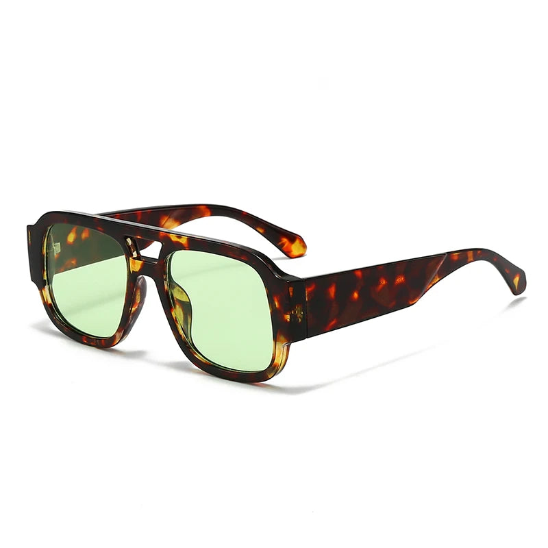 4 Sets Oversized Square Sunglasses Double Bridge Candy Color Fashion Outdoor Shades for Women & Men