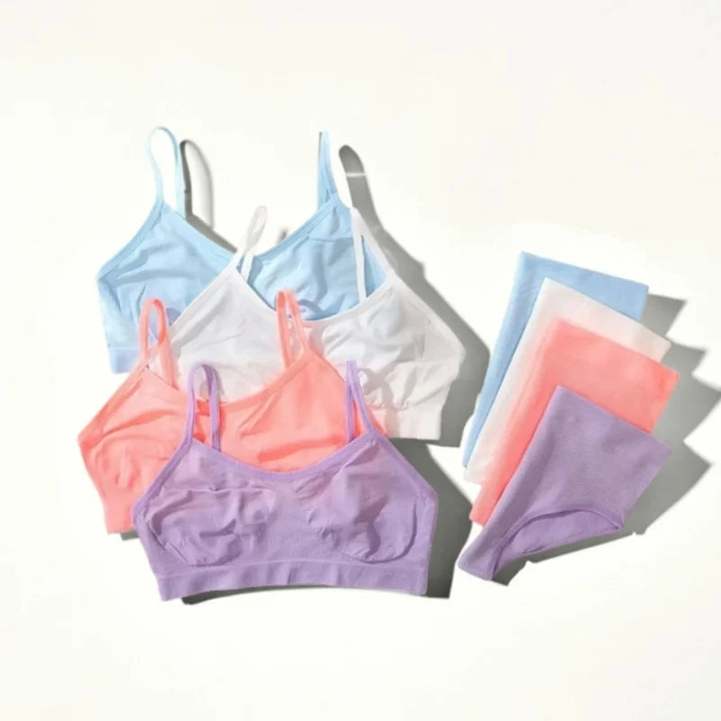 Women’s Seamless Bra & High Waist Panty Set Soft Wireless Lingerie Underwear Set