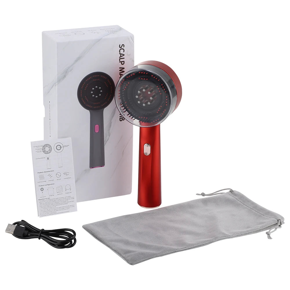 Red Light Scalp Massager Comb – Electric Scalp Care Device with Oil Applicator & Massage Function
