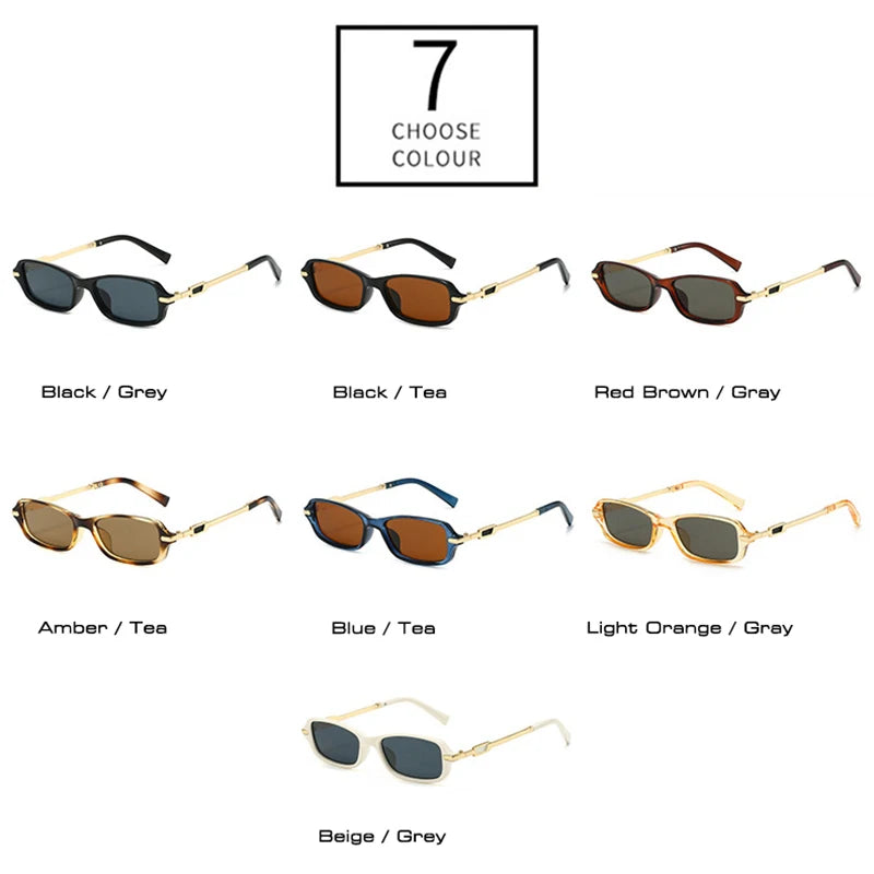 Retro Small Rectangle Women Men Sunglasses Shades UV400