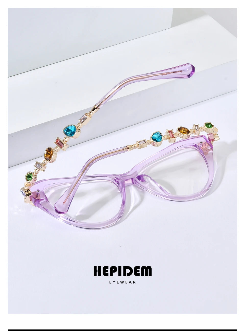 Cat Eye Diamond Eyeglasses Frame – Acetate Metal Luxury Style Fashion Glasses for Women