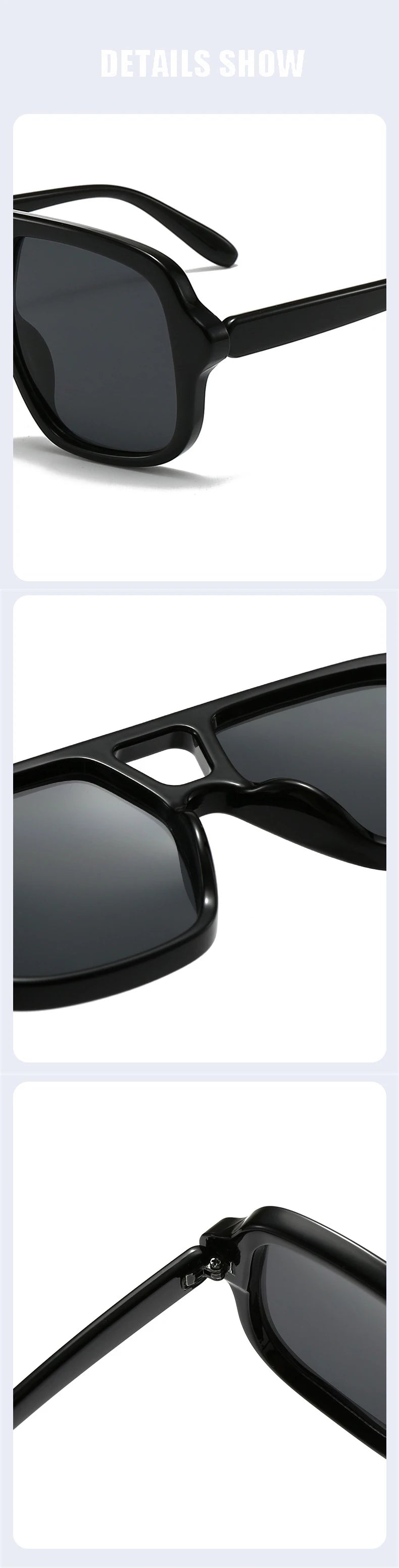 Vintage Square Double Bridge Sunglasses – Style UV400 Fashion Shades for Men & Women