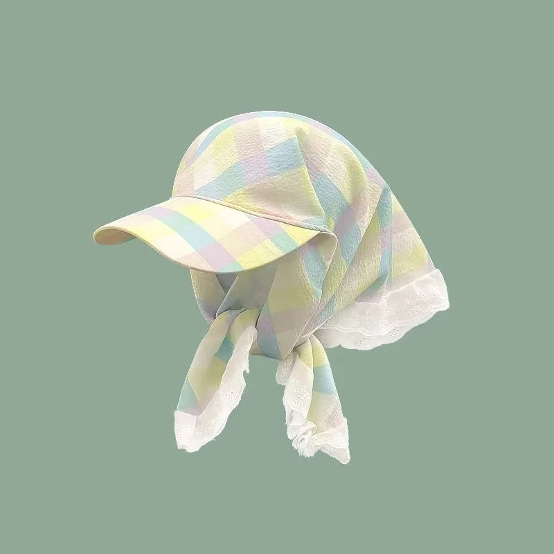 Women’s Big Brim Sun Hat Headscarf Baseball Cap Summer Sunshade Hat