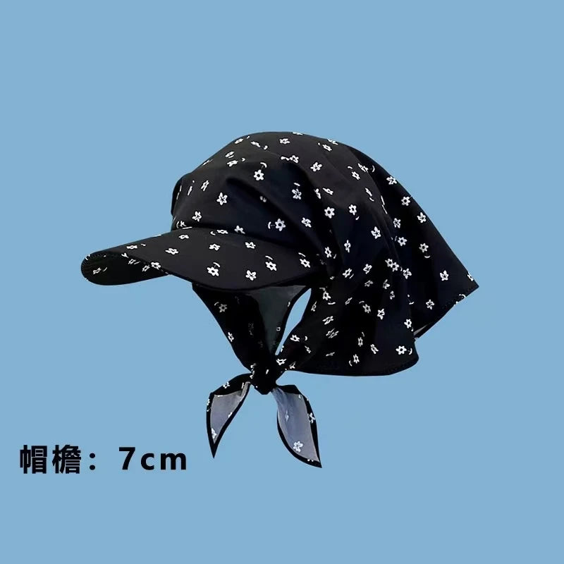 Women’s Big Brim Sun Hat Headscarf Baseball Cap Summer Sunshade Hat