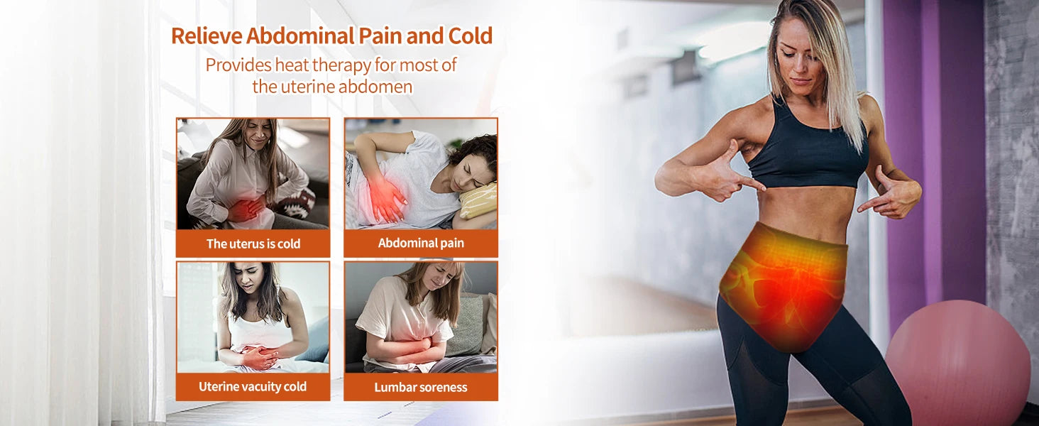 Menstrual Heating Pad Abdomen Wrap – Electric Waist Wrap with Heat & Vibration for Period Comfort