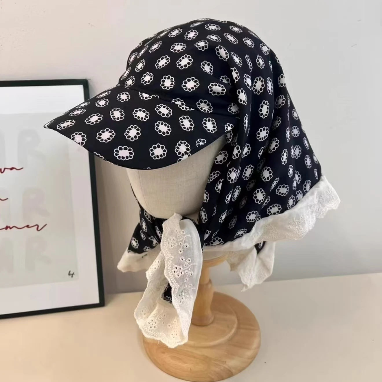 Women’s Big Brim Sun Hat Headscarf Baseball Cap Summer Sunshade Hat