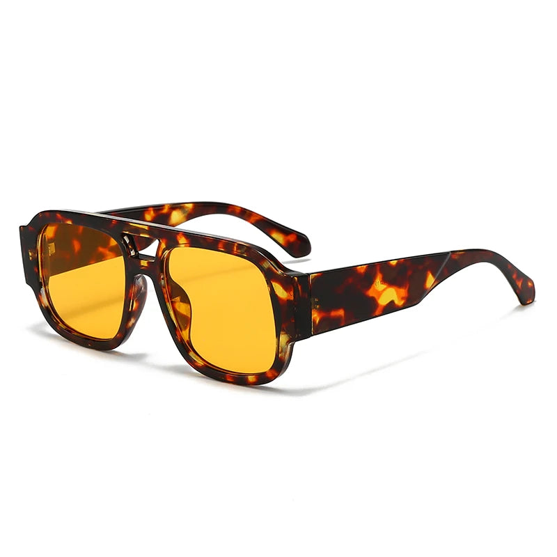 4 Sets Oversized Square Sunglasses Double Bridge Candy Color Fashion Outdoor Shades for Women & Men