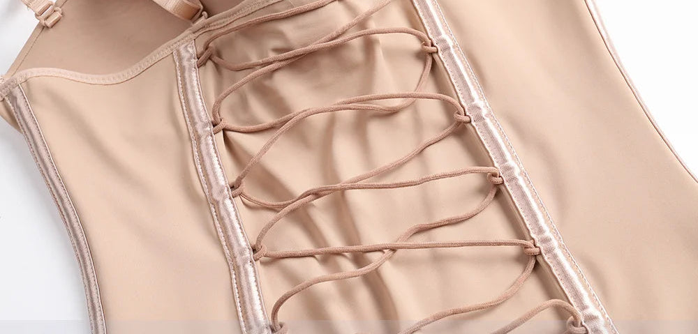 Women’s Seamless Lace-Up Shapewear Bodysuit – Tummy Control Thong Full Body Shaper