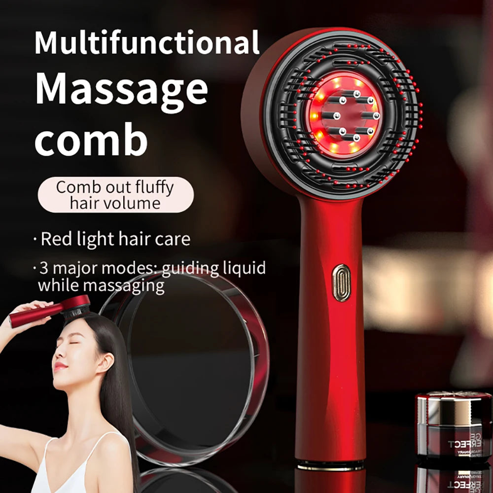 Red Light Scalp Massager Comb – Electric Scalp Care Device with Oil Applicator & Massage Function