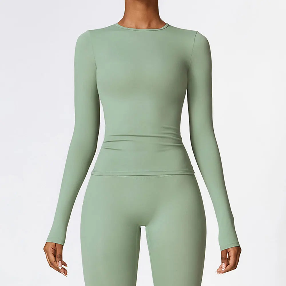 Women’s Seamless Long Sleeve Activewear Top Quick Dry Breathable Casual Workout Shirt