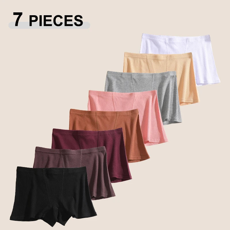 7Pcs Seamless Cotton Women Boyshort Underwear Set S–XXL – High Waist Soft Stretch Cozy Breathable Everyday Panties