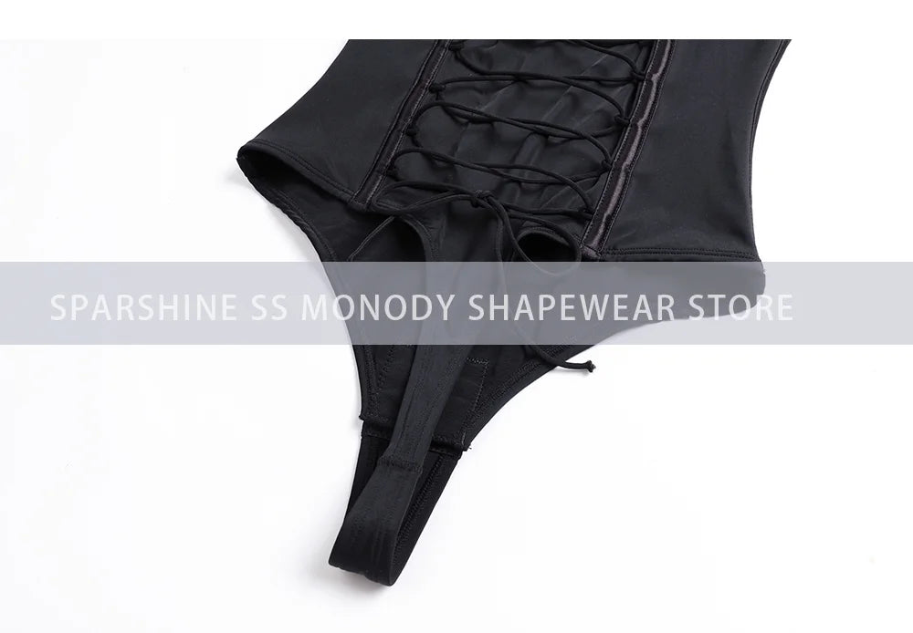 Women’s Seamless Lace-Up Shapewear Bodysuit – Tummy Control Thong Full Body Shaper