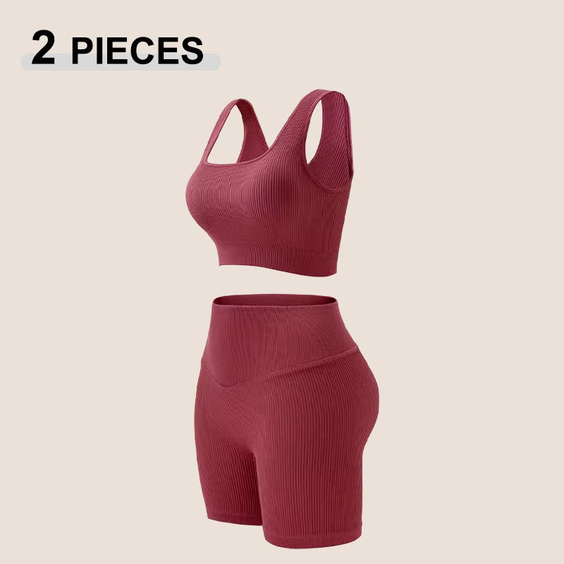 Seamless Women’s Yoga Set – High Waist Gym Leggings & Sports Bra, Quick Dry Fitness Outfit