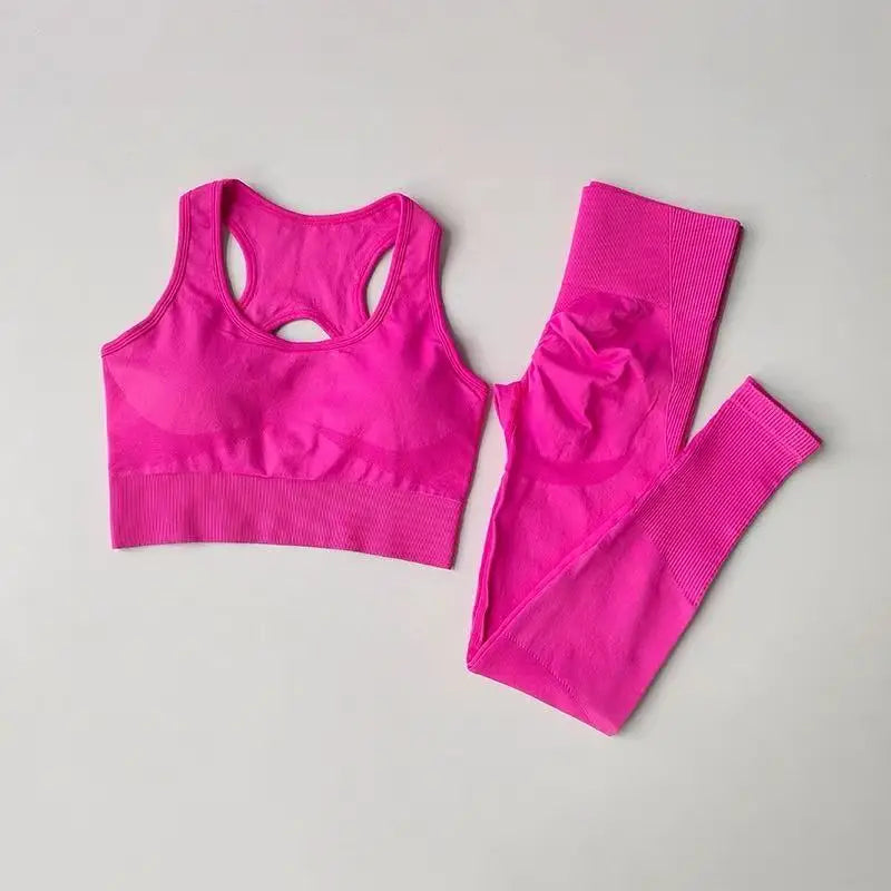 Women’s Open Back Workout Set – High Waist Yoga Leggings & Sports Bra Fitness Outfit