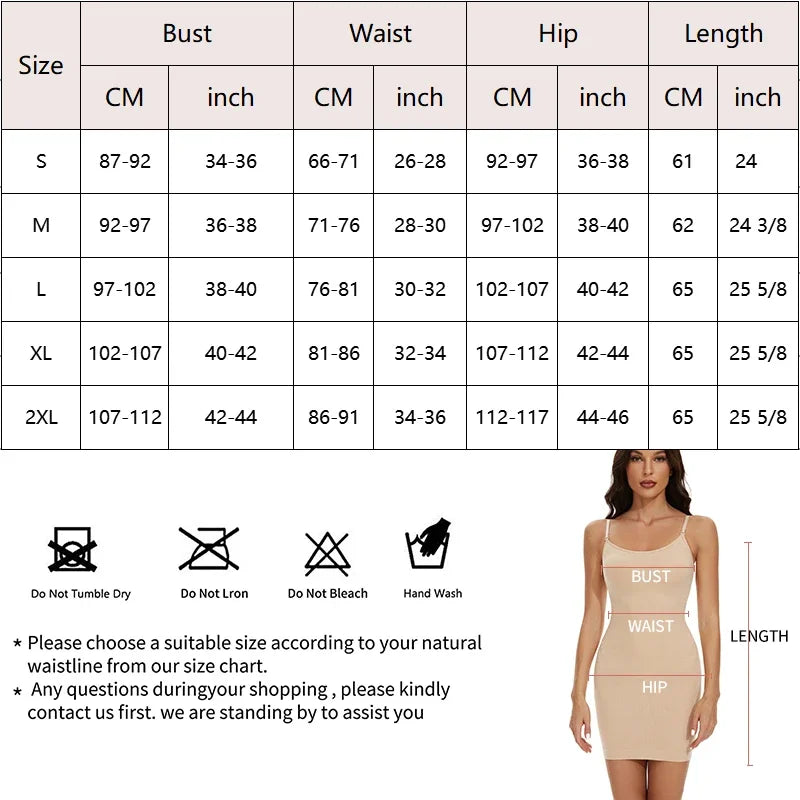 Women’s Seamless Full Slip Shapewear Dress Tummy Control Body Shaper Cami Slip