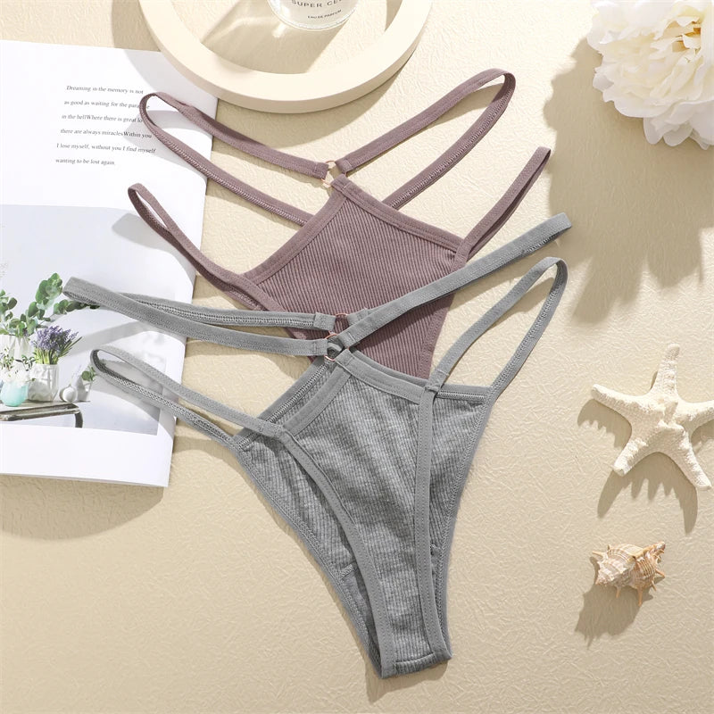 4-Pack Women's Cotton Thongs – Low Rise Breathable Stretch Panties, Everyday Comfort Underwear