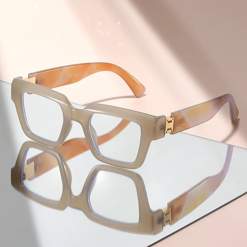 Retro Marble Blue Light Glasses – Luxury Style Unisex Computer Eyewear for Men & Women