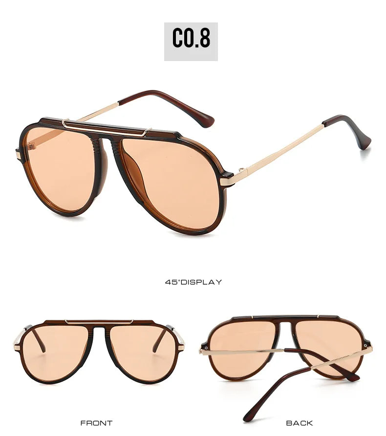 Oversized Pilot Sunglasses – Vintage Gradient UV400 Shades, Fashion Eyewear for Women & Men