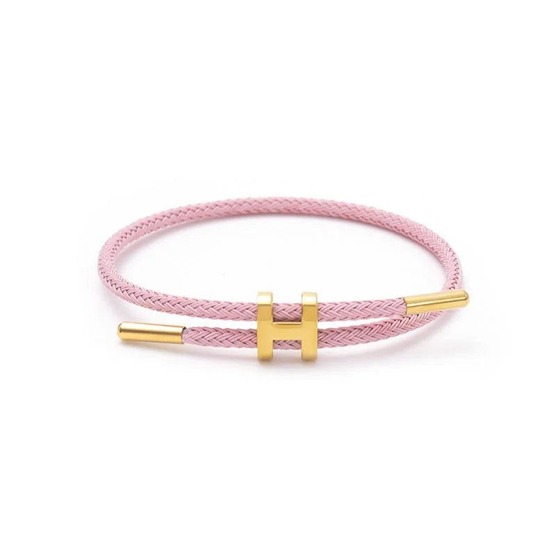 H-Buckle Stainless Steel Rope Bracelet – Unisex Fashion Wristband for Men & Women