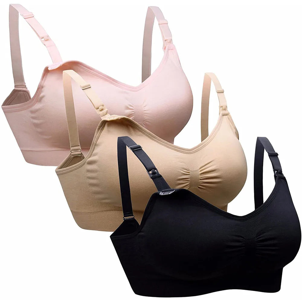 3Pcs Maternity Nursing Bras Wirefree Breathable Breastfeeding Bras for Pregnant & Nursing Women