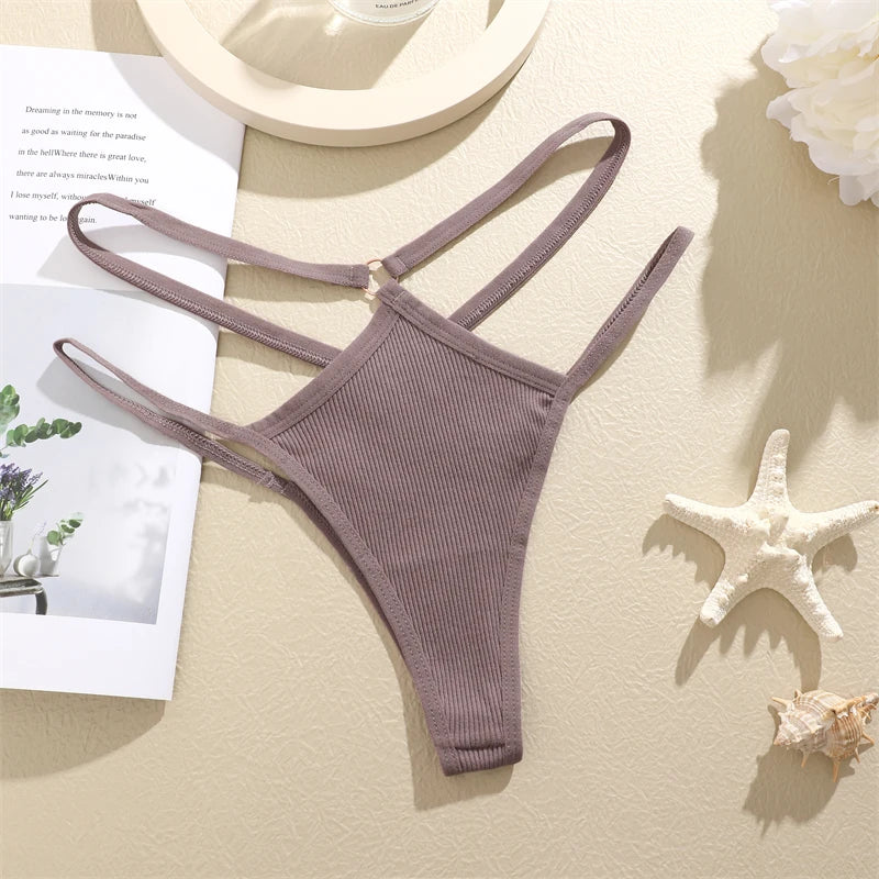 4-Pack Women's Cotton Thongs – Low Rise Breathable Stretch Panties, Everyday Comfort Underwear