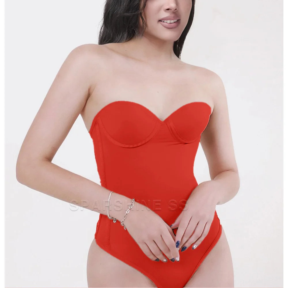 Women’s Seamless Lace-Up Shapewear Bodysuit – Tummy Control Thong Full Body Shaper
