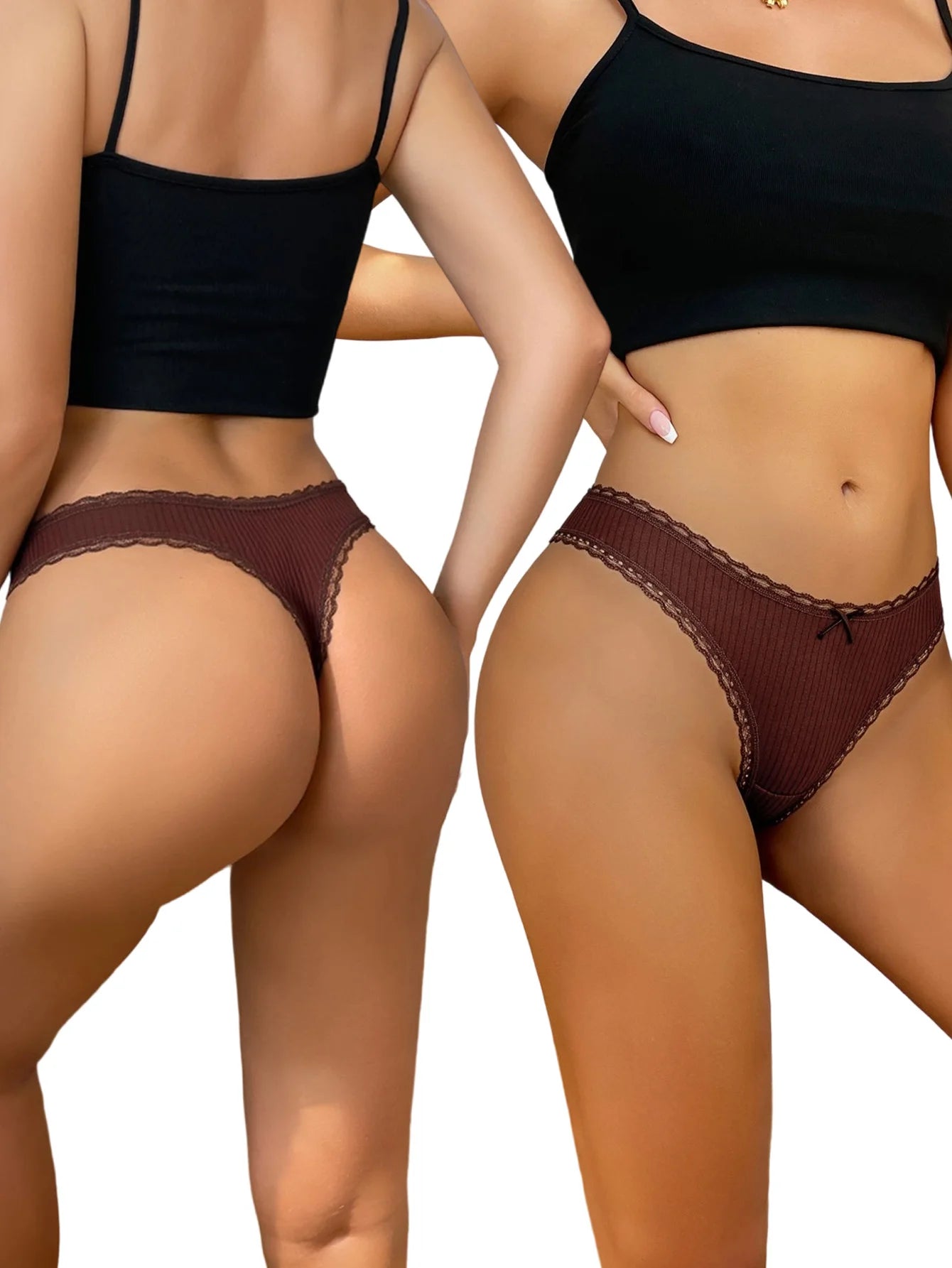 7Pcs/Set Women Thongs Panties Cotton Sexy Lace Underwear Tanga Solid Pants Plus Size Underpants G-Strings Female Lingerie S-3XL