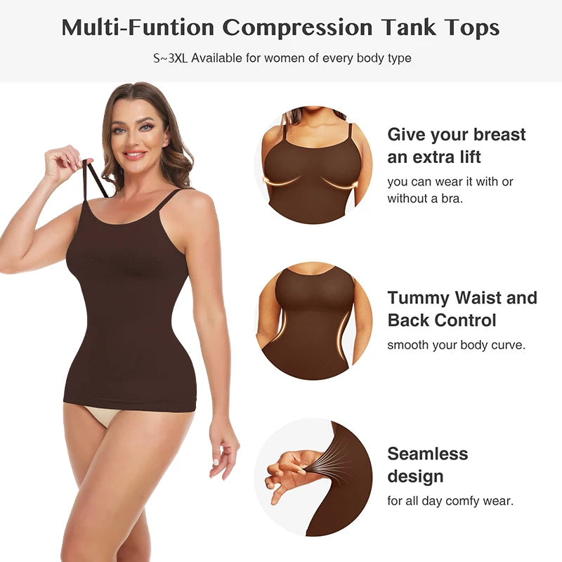 Women’s Compression Shapewear Cami Tummy Control Waist Slimming Tank Top Vest