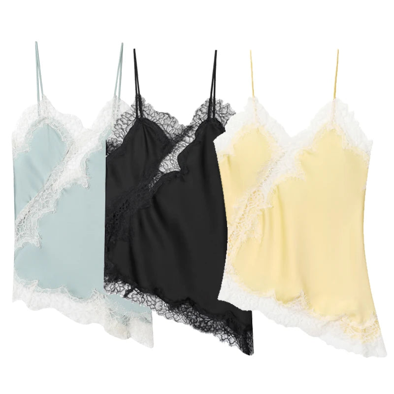 Woman Asymmetrical Slip Top Women's Lace Tanks & Camis Chic Y2K Camisole
