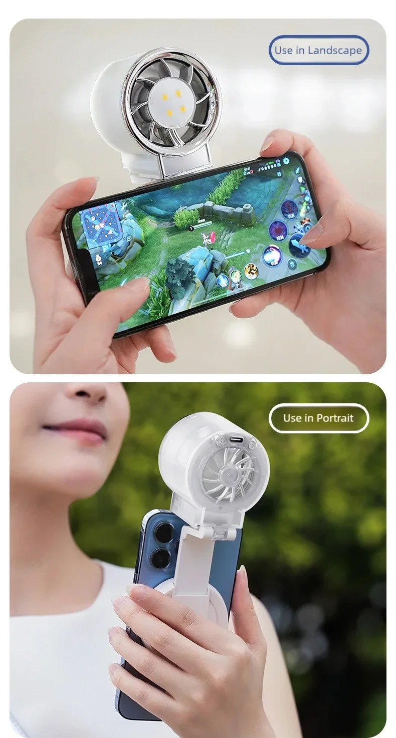 Magnetic Clip-On Mini Fan with Fill Light Portable Selfie & Streaming Fan