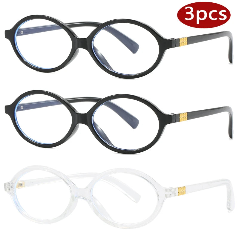 3pcs Fashion Small Oval Clear Lens Glasses Frames Women Anti Blue Light Glasses Frame Computer Optical Lenses Eyeglasses