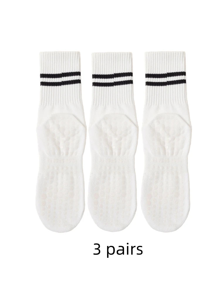 3 Pairs Women’s Anti Slip Pilates Yoga Socks Cotton Grip Fitness Sports Socks