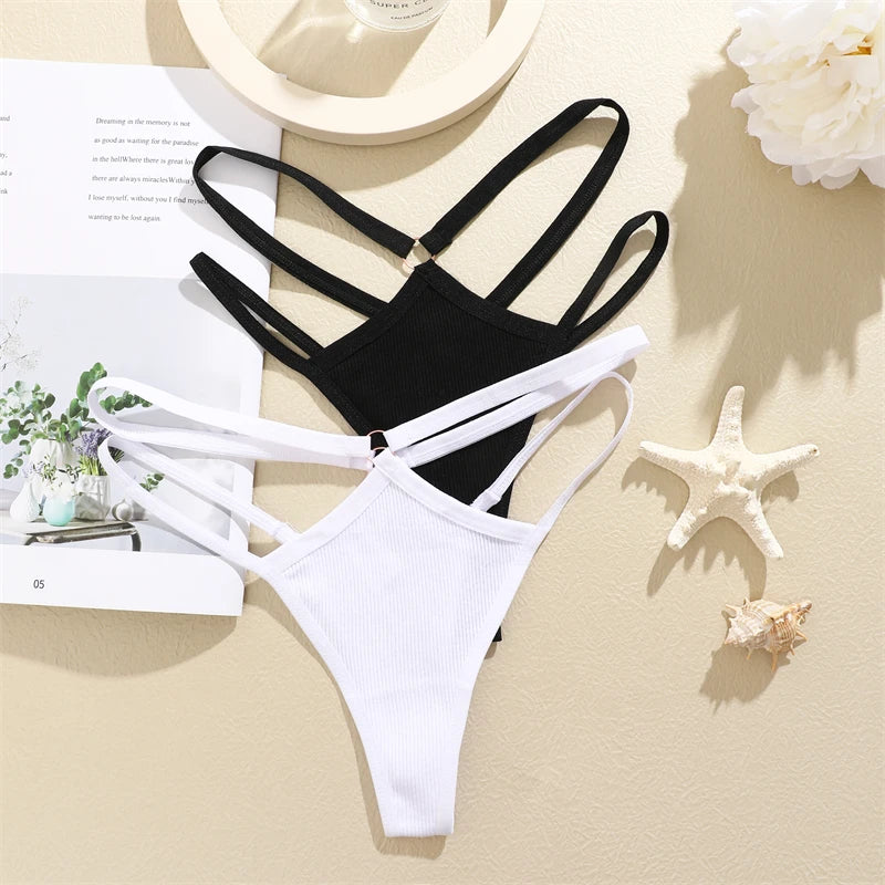 4-Pack Women's Cotton Thongs – Low Rise Breathable Stretch Panties, Everyday Comfort Underwear