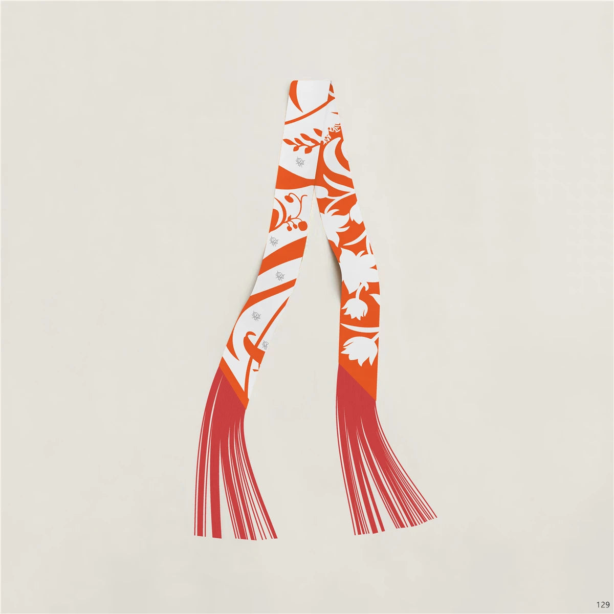 Women's Satin Silk Feel Twilly Fringe Scarf – Tassel Print Scarf Ribbon, Bag Handle Wrap & Neck Scarf