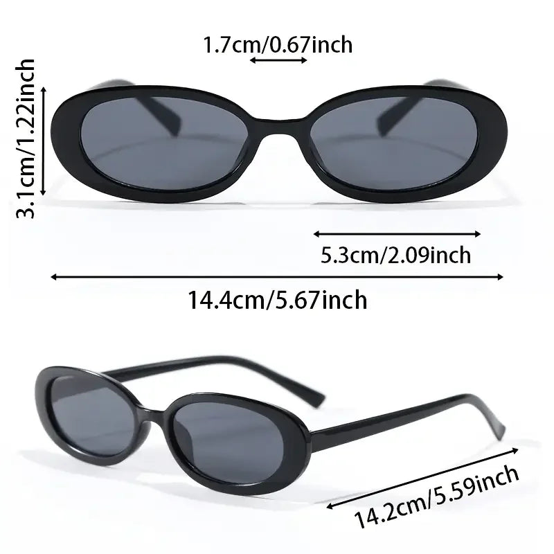 4PCS Vintage Oval Sunglasses Retro Fashion Outdoor Everyday Shades for Women & Men