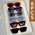 6PCS Vintage Rectangle Sunglasses Retro UV400 Fashion Eyewear Set for Women & Men